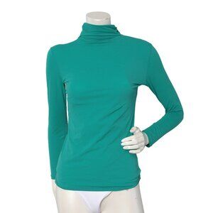 Marc Cain Long-Sleeved Turtleneck Top Stretch Green Base Layer Designer Cozy
